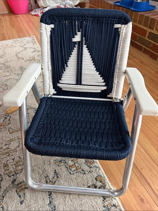 Other - Macrame Woven Sailboat Kids Chair - Aluminum Navy and White